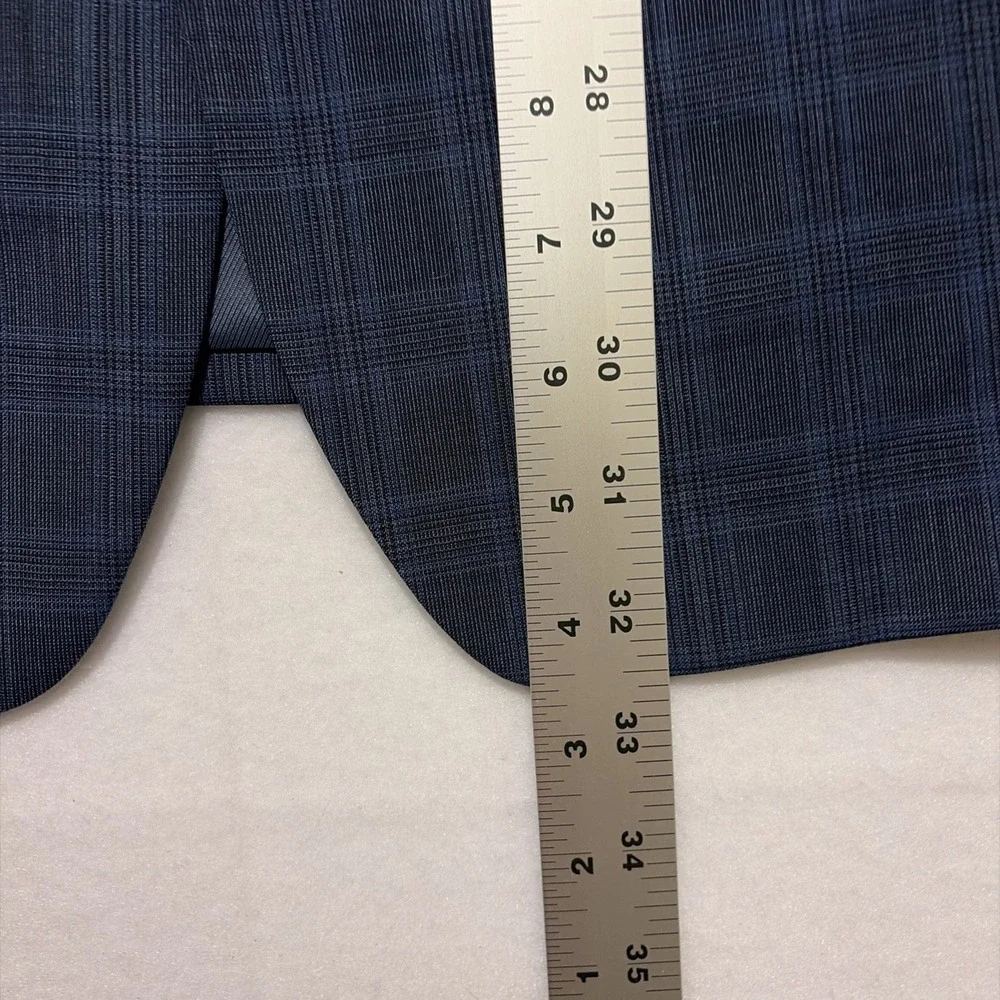 Banana Republic Mens 44R Navy Blue Checkered Plaid Marlane Wool Slim Blazer
